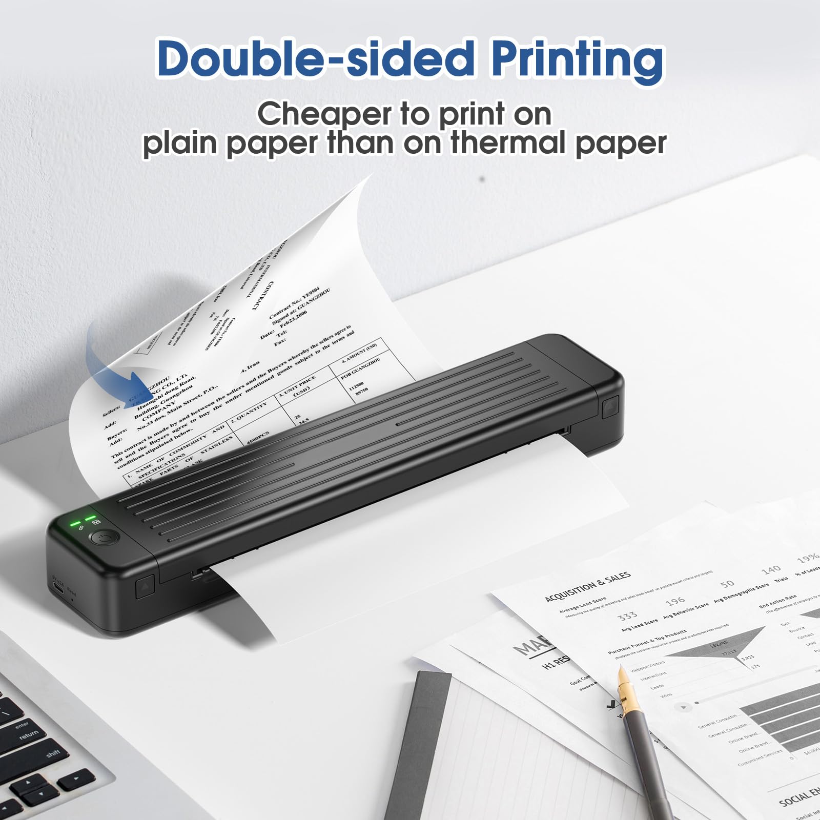 Odaro Portable Wireless Bluetooth Thermal Printer - 300 DPI Mobile & Computer Thermal Transfer Printer for Receipts, Labels, Tickets | Home Office, Retail Store, Small Business Use (Black)