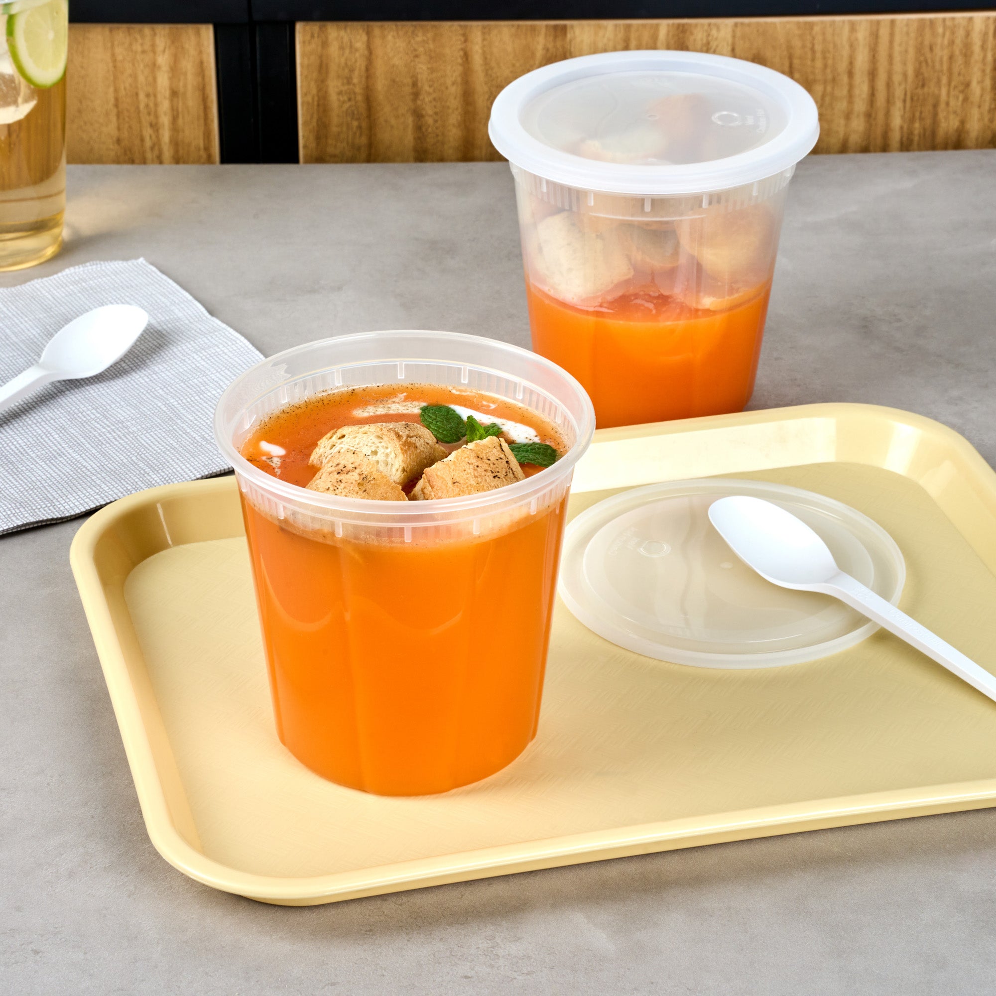32 oz Round Clear Plastic Soup Containers with Lids - 50 Pack, Microwave Safe & Leak Proof Food Storage Containers for Takeout, Meal Prep, Catering & Leftovers (5