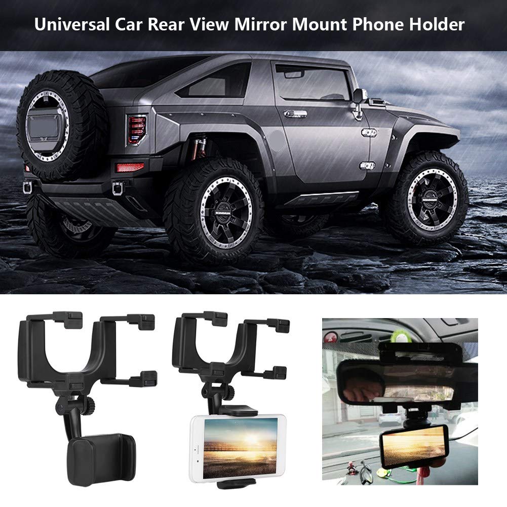 Universal Rear View Mirror Phone Mount - Hands-Free Car Accessory for GPS Navigation & Safe Driving | Perfect for Uber, Lyft & Road Trips