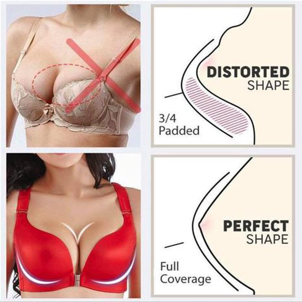 FitMe Rose Embroidery Wireless Front Closure Bra - Floral Lace Comfort Bra for Women Plus Size - Supportive Lift & No Wire Design - Perfect for Daily Wear, Yoga & Special Occasions