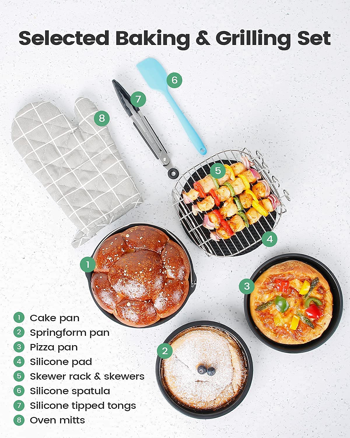 BUDDY GROUP KOOC 4.5 Quart Large Air Fryer with Accessories - 8-in-1 Electric Hot Air Oven Cooker with LED Touch Screen, Nonstick Basket & Cheat Sheet - Perfect for Healthy Frying, Baking, Roasting - Ideal for Family Meals, Snacks & Meal Prep (Pink)