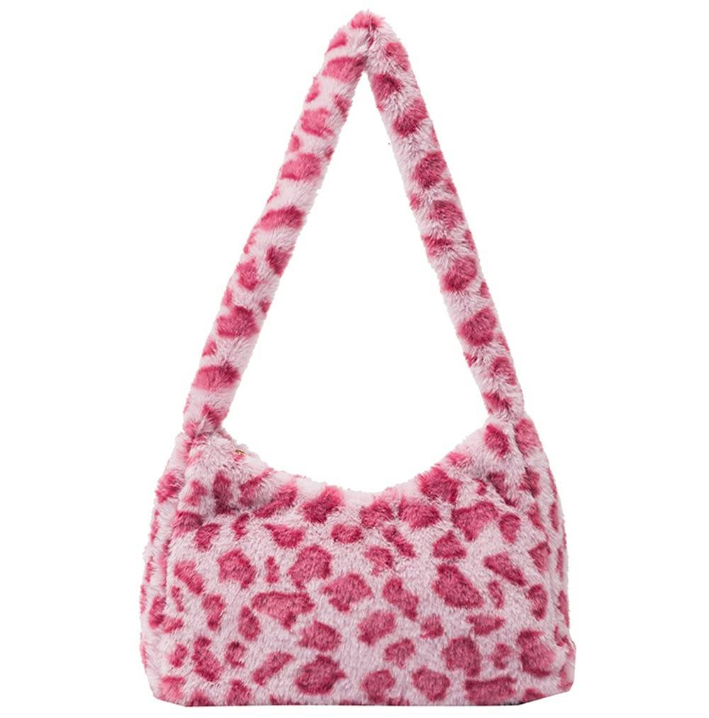 Women's Fluffy Faux Fur Cow Print Shoulder Bag - Fashionable Clutch Purse & Underarm Handbag with Zipper - Perfect for Parties, Date Nights & Casual Outings