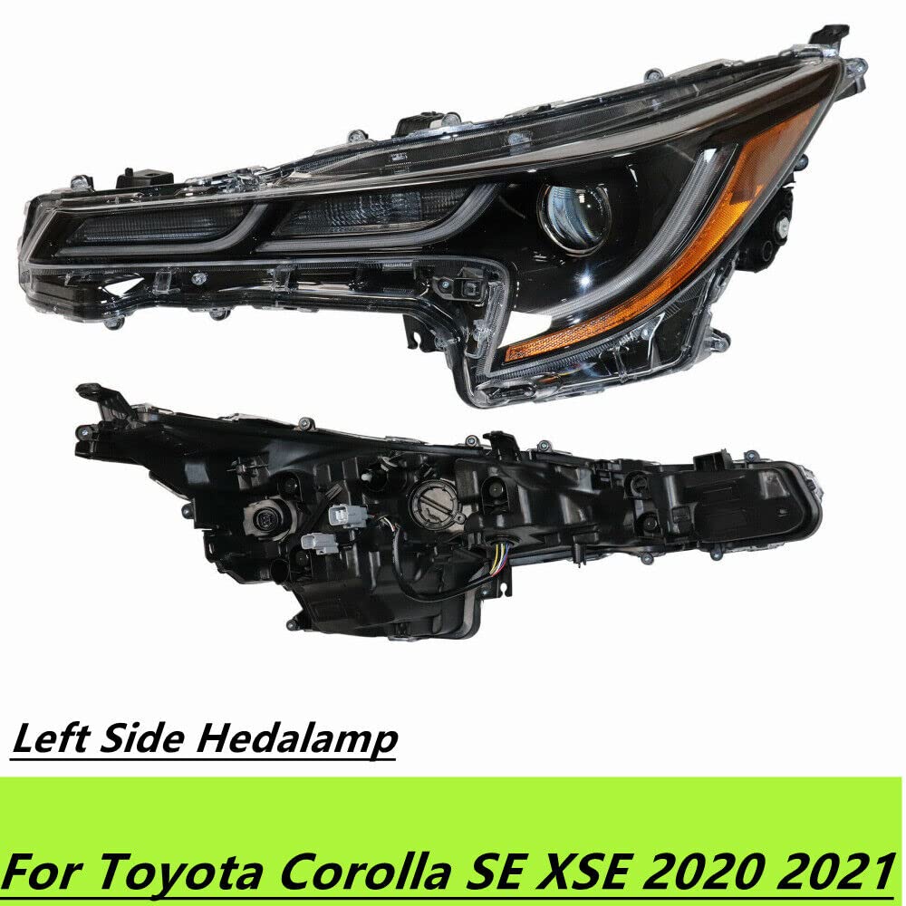 2020-2021 Toyota Corolla LED Headlight Assembly - Left Driver Side Projector Headlamp Replacement for Hybrid/SE/XLE/XSE/Nightshade/Apex Models - Perfect for Night Driving & Road Trips