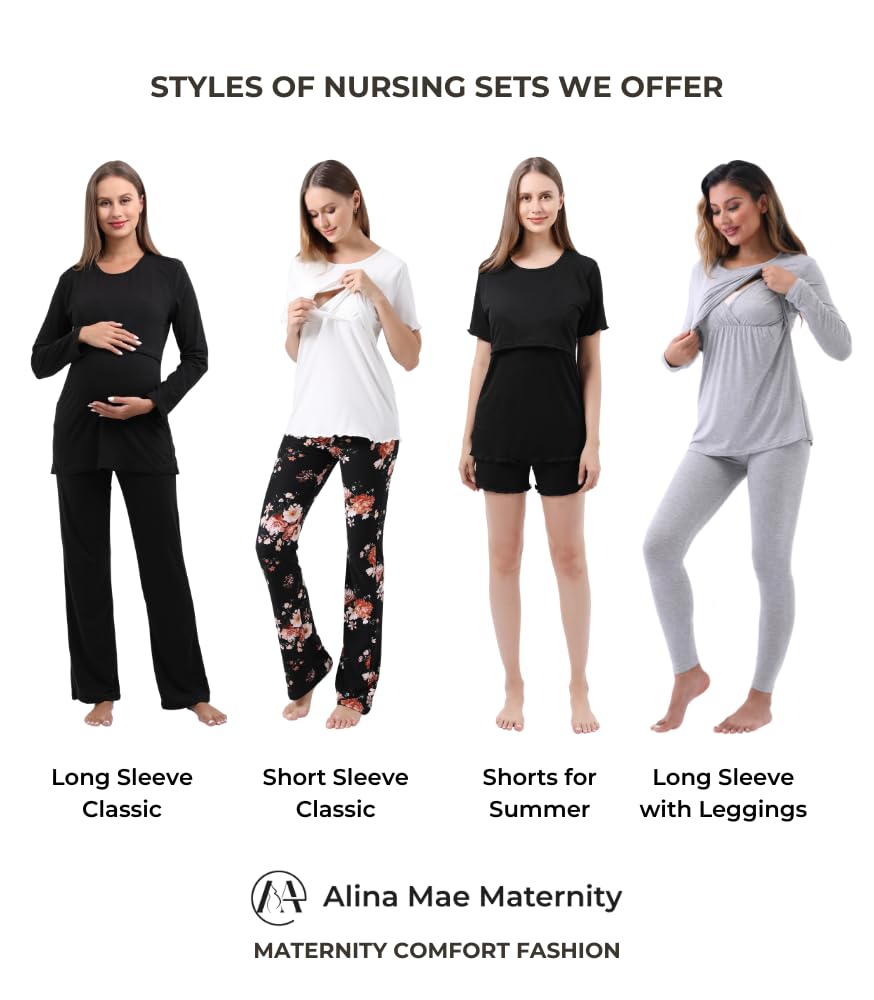 Comfortable Maternity Nursing Pajama Sets for Women - Soft Pregnancy Sleepwear & Lounge Wear for Breastfeeding Moms - Perfect for Nighttime Nursing, Relaxing at Home and Hospital Stay