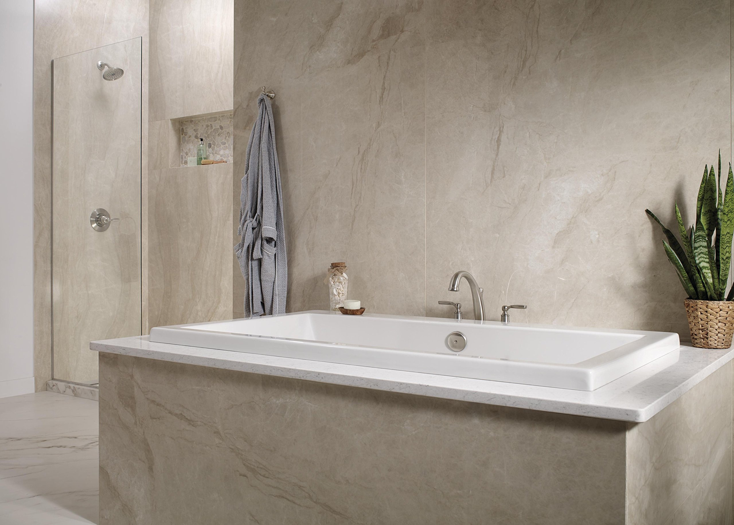 Delta Faucet Woodhurst Roman Tub Faucet T2732-SS - Stainless Steel Classic Bathtub Faucet with Handles - Bathroom Fixtures (Valve Sold Separately) - Perfect for Luxury Bathrooms, Spa Retreats & Master Suites