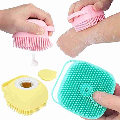 PRIONSA - Silicone Shower Brush with Shampoo & Shower Gel Dispenser | Exfoliating Bath Scrubber for Smooth Skin | Handheld Body Brush for Spa, Massage & Relaxation at Home