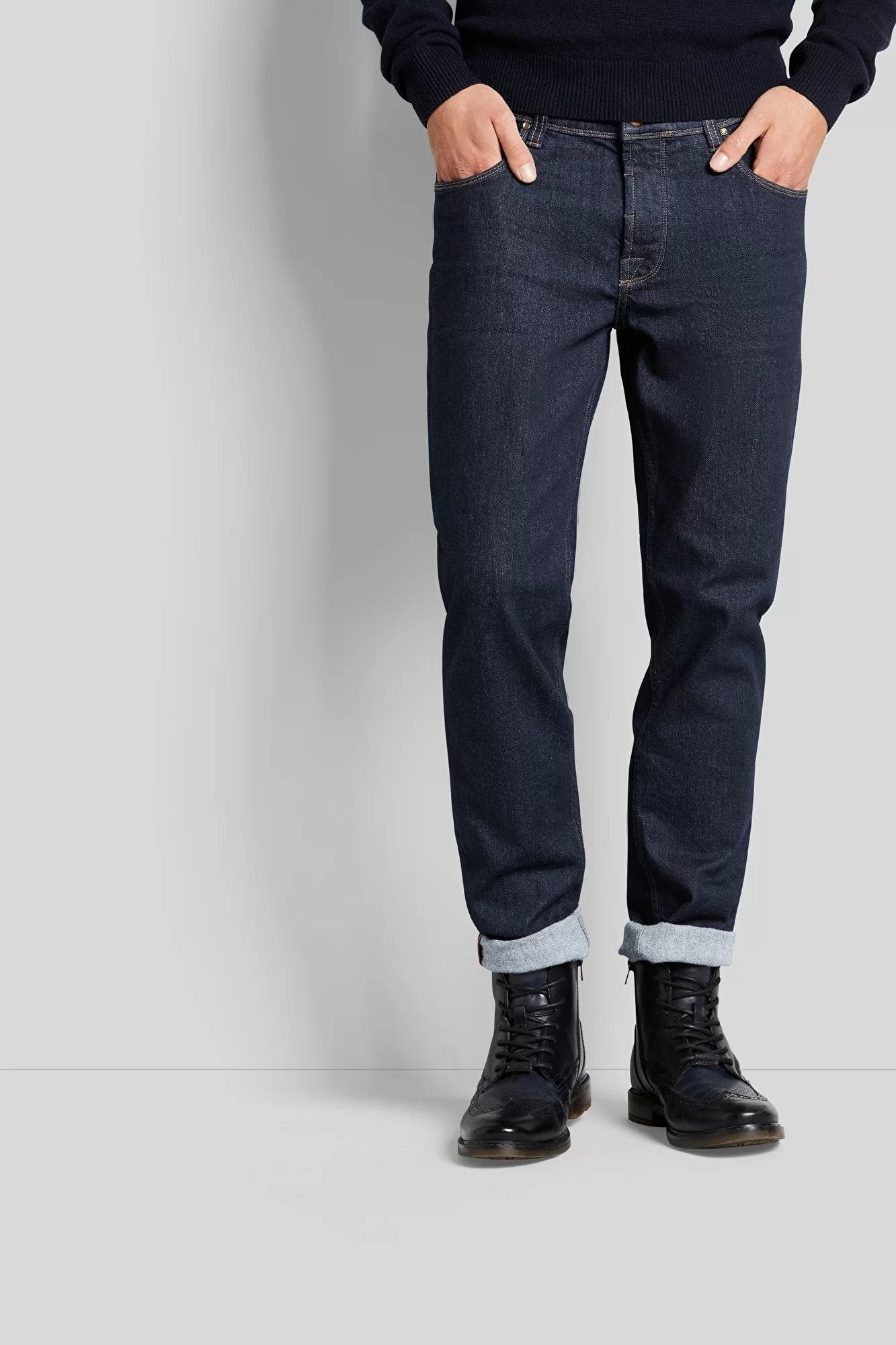 BUGATTI Men's Slim Fit Stretch Denim Jeans - Navy Blue & Classic Denim Wash - Comfortable & Stylish for Casual Wear, Work & Everyday Outfits