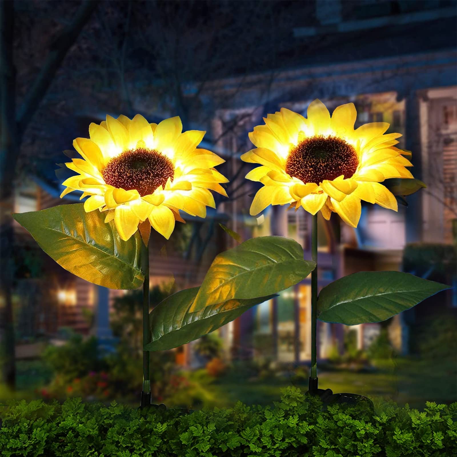 Upgraded 2-Pack Solar Sunflower Lights for Outdoor Garden Decor - Waterproof LED Artificial Flower Lights for Yard, Lawn, Patio, Porch & Backyard | Perfect for Landscape Lighting, Pathway Illumination & Evening Ambience