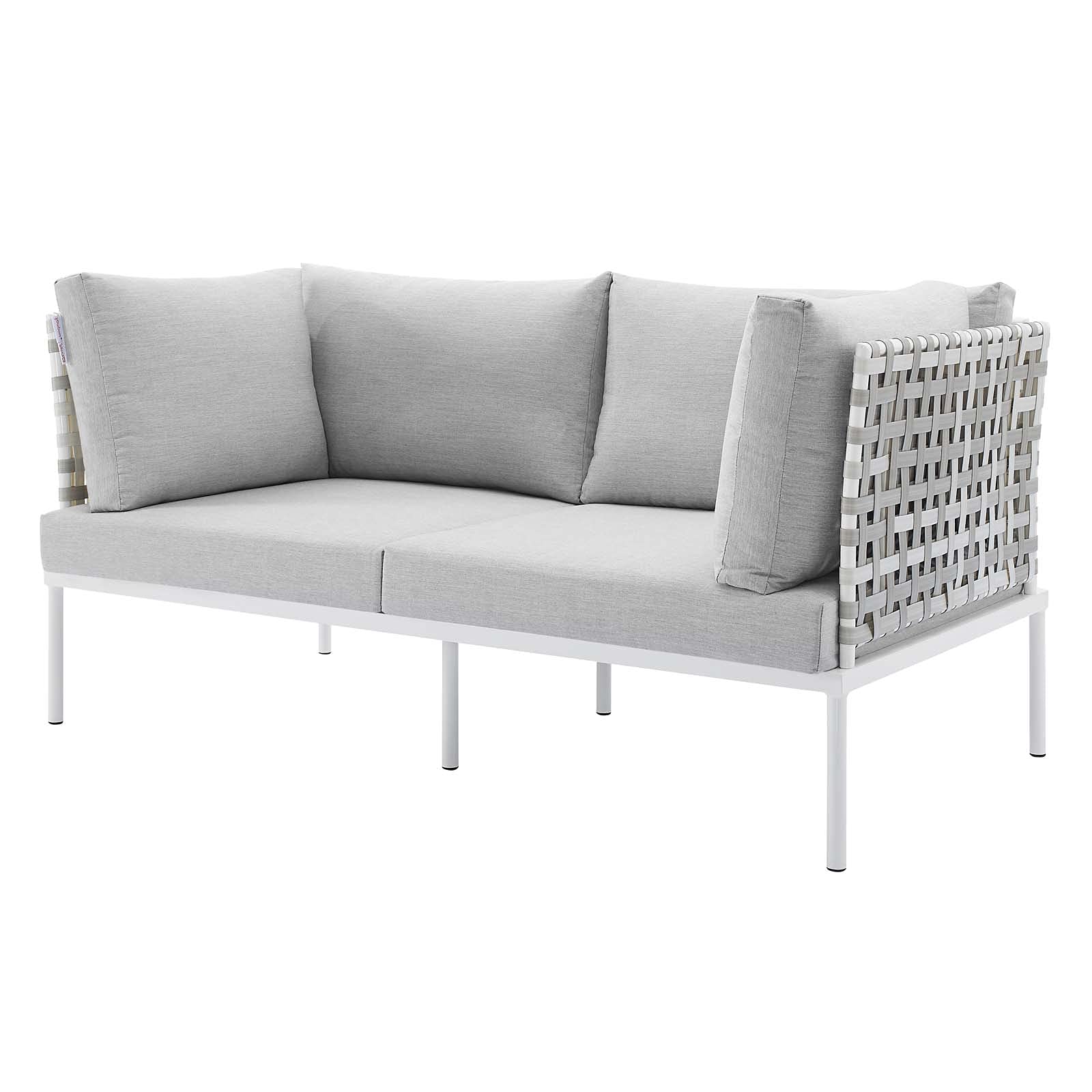 Modern Aluminum Grey Lounge Sectional Sofa Set with Table - Outdoor Patio Furniture for Garden, Cafe, Poolside & Backyard Relaxation