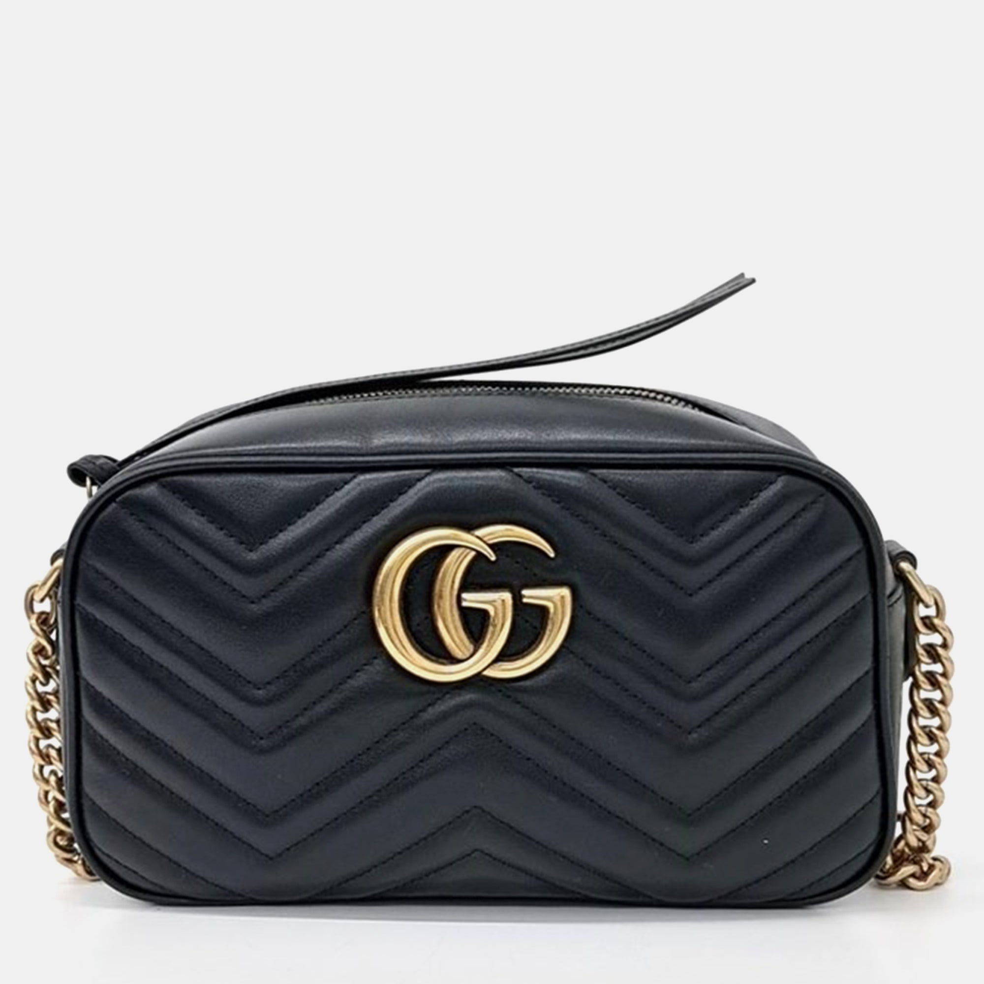 Black Calfskin Matelasse Small GG Marmont Chain Shoulder Bag - Luxury Designer Crossbody Purse for Women | Perfect for Evening Parties, Date Nights & Special Occasions