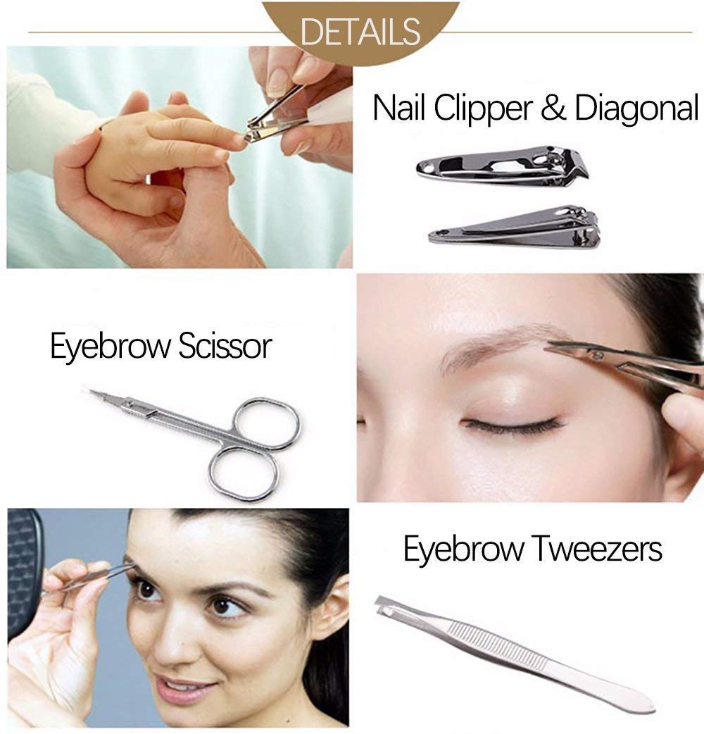 7 in 1 Professional Manicure Pedicure Kit - Nail Clippers, Scissors, Cleaning Knife, Blackhead & Acne Removal Tools with Travel Case - Perfect for Home, Salon & Travel Grooming Essentials