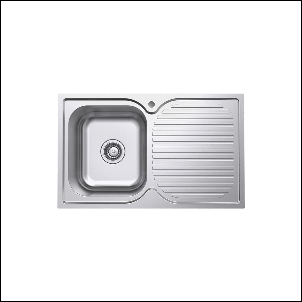 FIENZA Tiva 780 Single Bowl Kitchen Sink with Drainer - Left-Hand Configuration (Model 68104L) | Perfect for Small Kitchens, Apartments & RV Remodeling