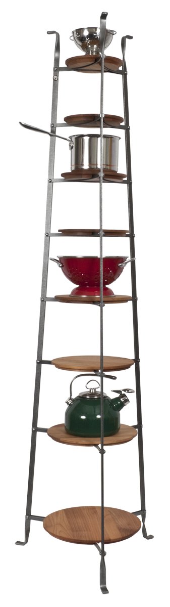 Enclume 8-Tier Cookware Stand - Free Standing Pot Rack Organizer - Hammered Steel Kitchen Storage (Unassembled) - Perfect for Small Kitchens & Pantry Organization