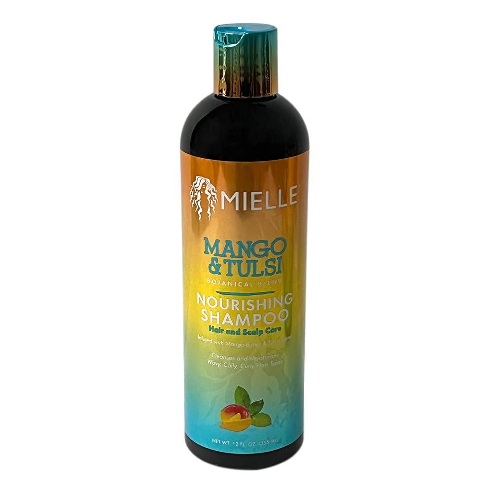 Mielle Mango & Tulsi Hair Care Bundle - Nourishing Shampoo, Conditioner & Styling Gel with Mango Butter & Tulsi Leaves - 3 Piece Set for Dry, Damaged Hair - Perfect for Daily Hydration & Frizz Control