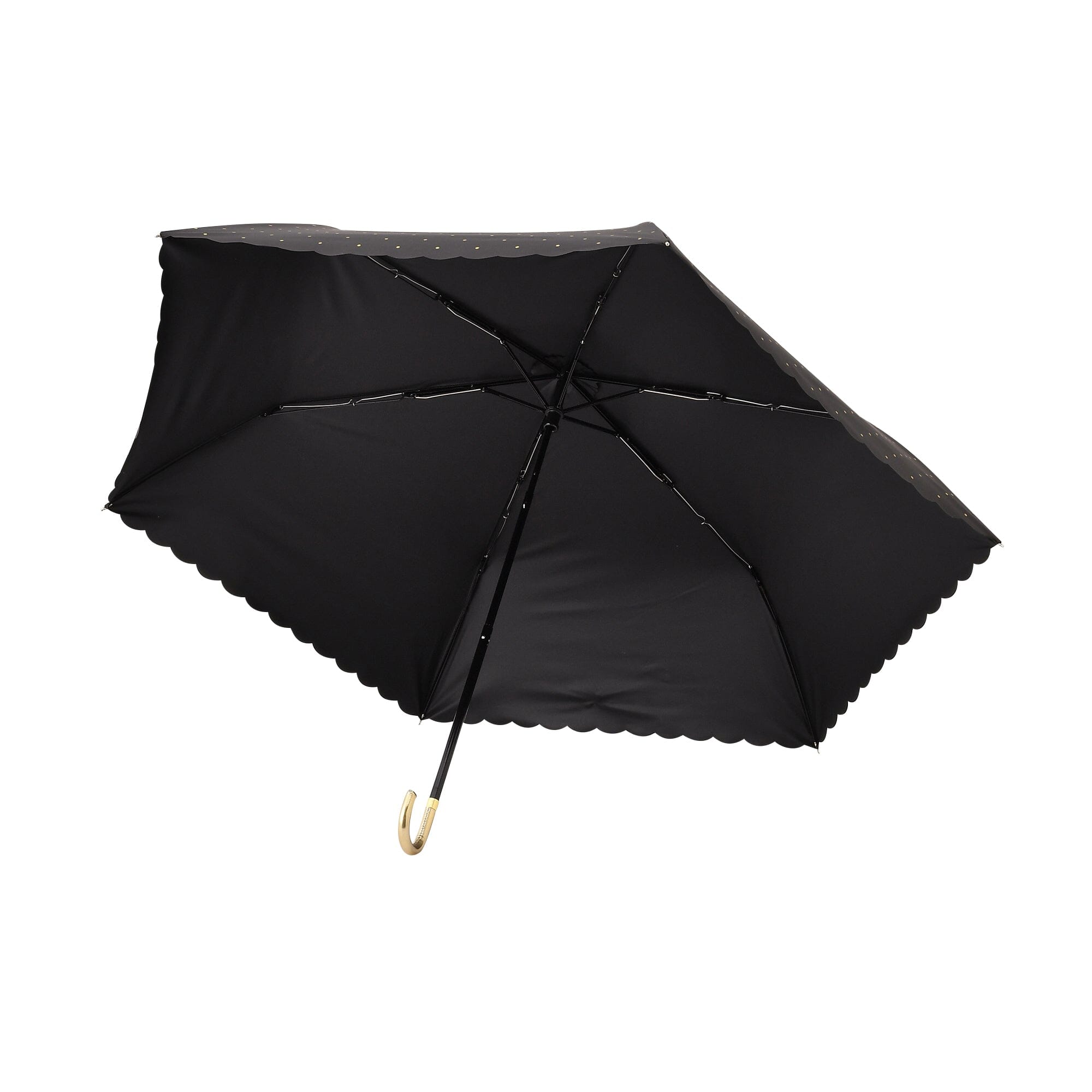 Dot Glitter Heat Cut Folding Umbrella 50cm Black - Compact UV Protection & Waterproof for Women & Men - Perfect for Sunny Days, Rainy Weather, Travel & Outdoor Activities