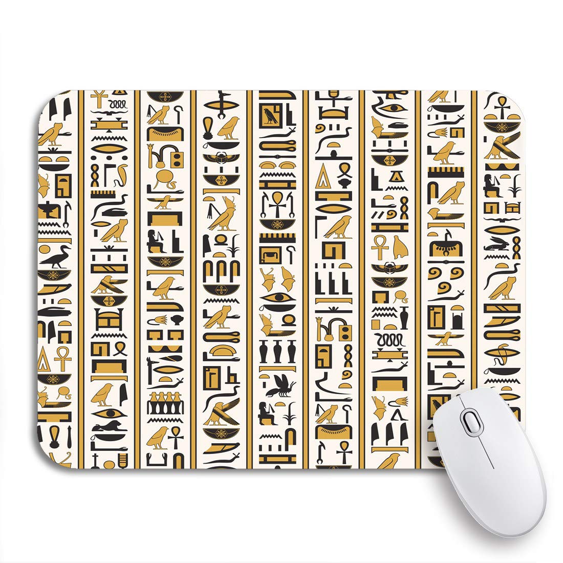 Ancient Egyptian Hieroglyphs Gaming Mouse Pad - Non-Slip Rubber Backing, 9.5
