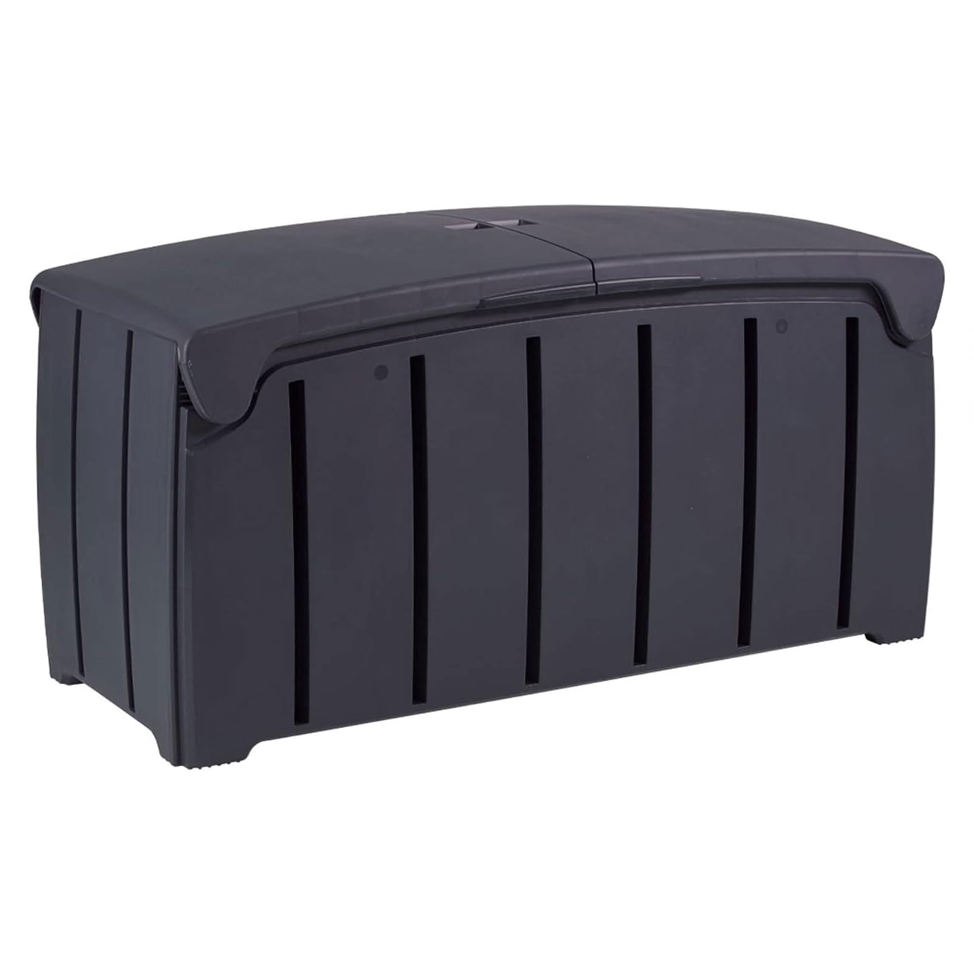 85 Gallon (321L) Outdoor Storage Deck Box with Dual Door Lid - Waterproof Patio Garden Storage Bin for Pool Toys, Cushions & Furniture Accessories - Black - Perfect for Backyard, Deck & Poolside Organization