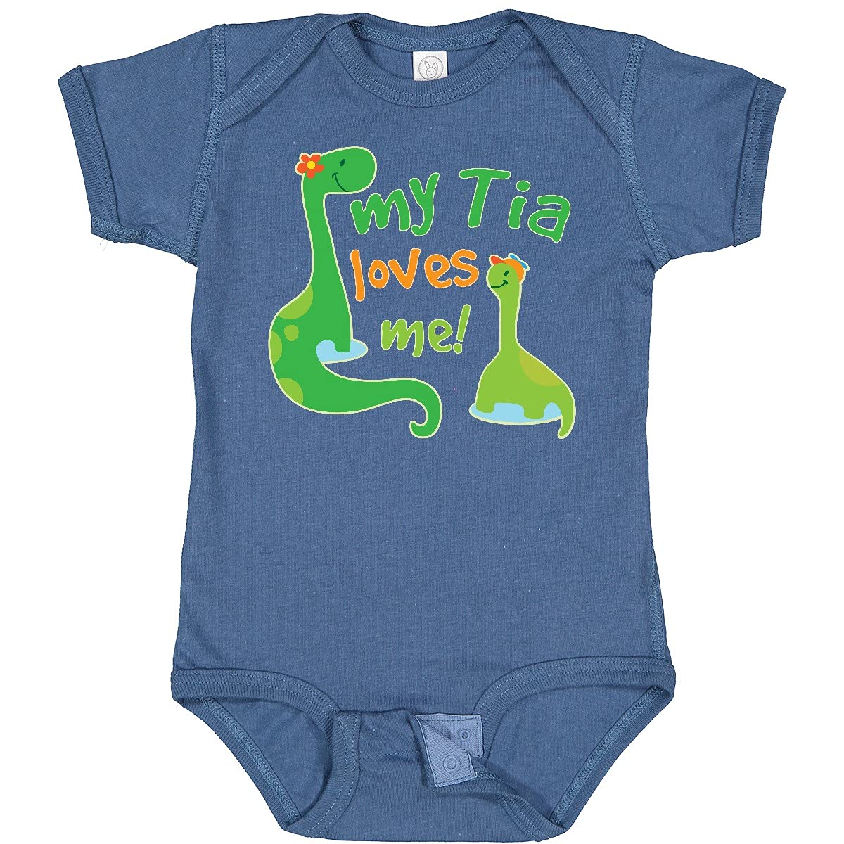 Inktastic My Tia Loves Me Dinosaur Baby Bodysuit - Cute Dinosaur Print Onesie for Infants & Toddlers - Perfect for Family Photos, Playdates & Everyday Wear