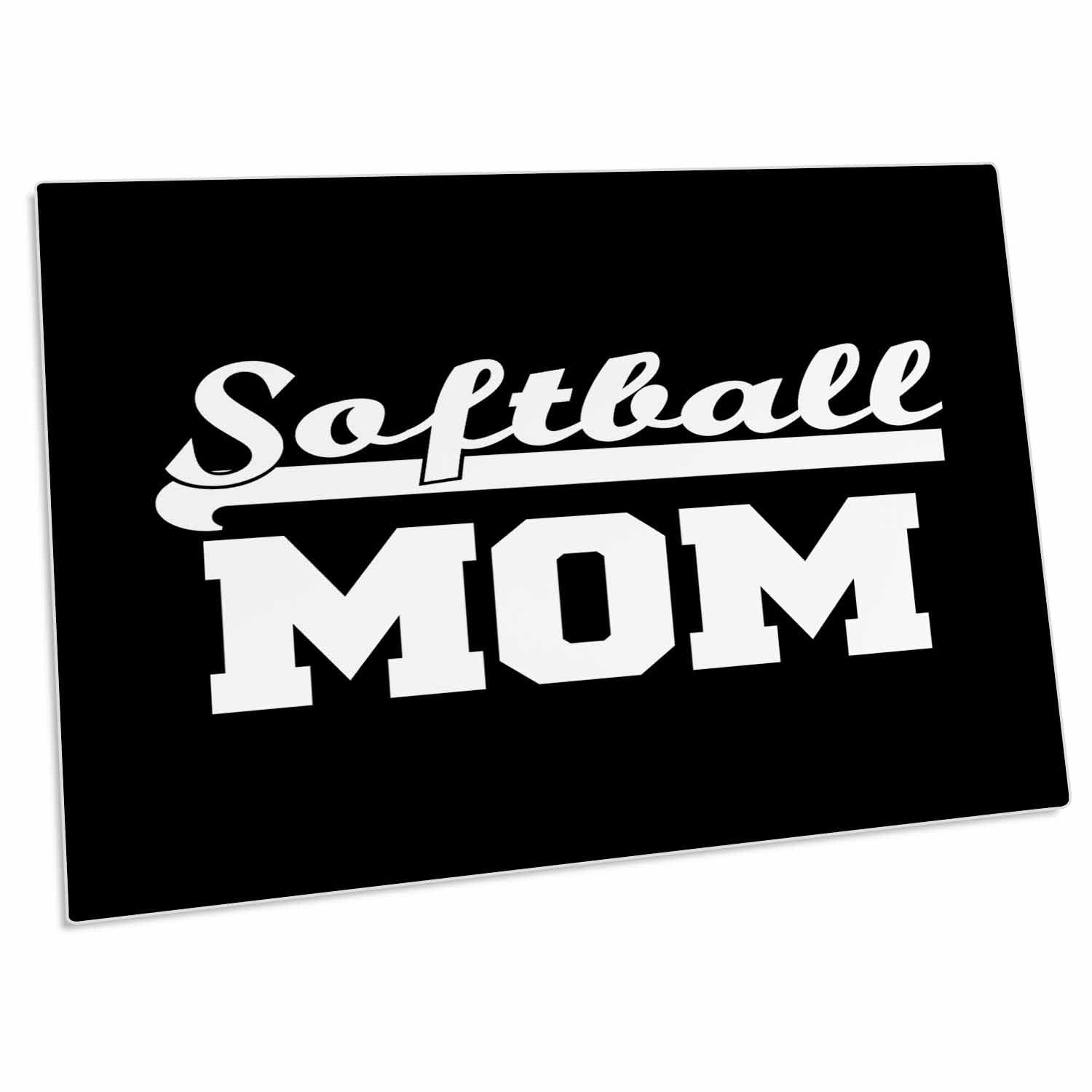 3dRose Softball Mom Desk Pad Place Mats - Black Background with White Lettering (dpd-325012-1) | Perfect for Baseball Moms, Sports Themed Kitchens & Game Day Decor
