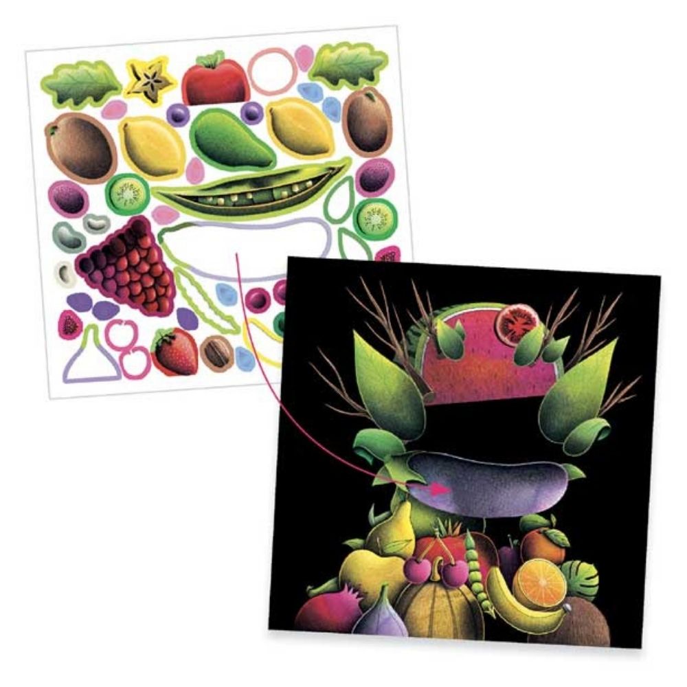 DJECO Inspired by Spring Vegetables (Arcimboldo) - Creative Collage Art Kit for Kids | Fun Spring-Themed Educational Activity for Home & Classroom