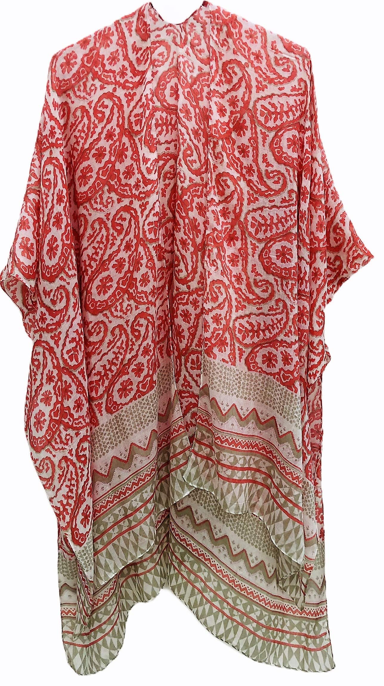 Women's Beach Cover Up Swimsuit Kimono Cardigan - Bohemian Floral Print Casual Tops for Summer Vacation, Pool Party & Beach Outing