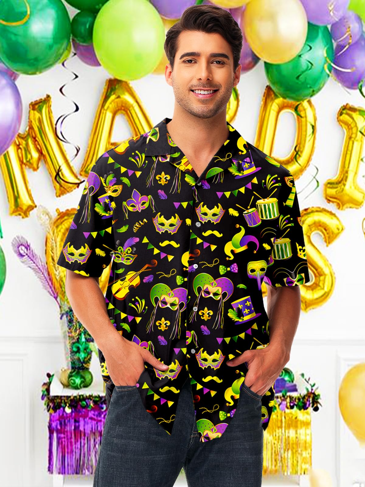 Funny Easter Bunny Egg Hawaiian Shirt for Men - AOBUTE Holiday Party Shirt with Rabbit Design - Perfect for Easter Celebrations, Beach Vacations & Summer Parties