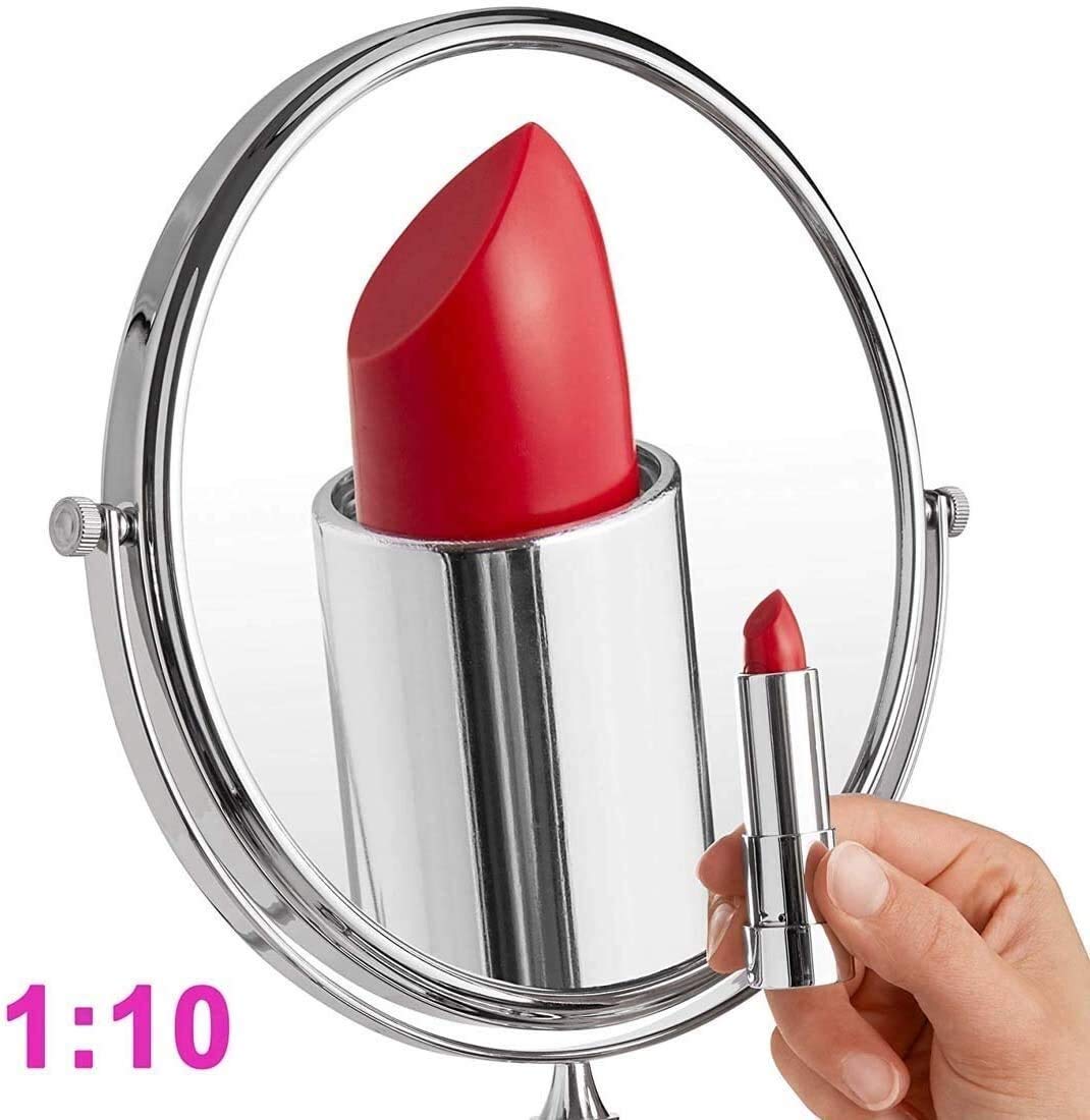 10X Magnifying Makeup Mirror with LED Lights - 8 Inch Double Sided Wall Mounted Vanity Mirror, 360° Swivel for Bathroom, Hotel & Spa - Perfect for Makeup Application, Skincare Routine and Grooming