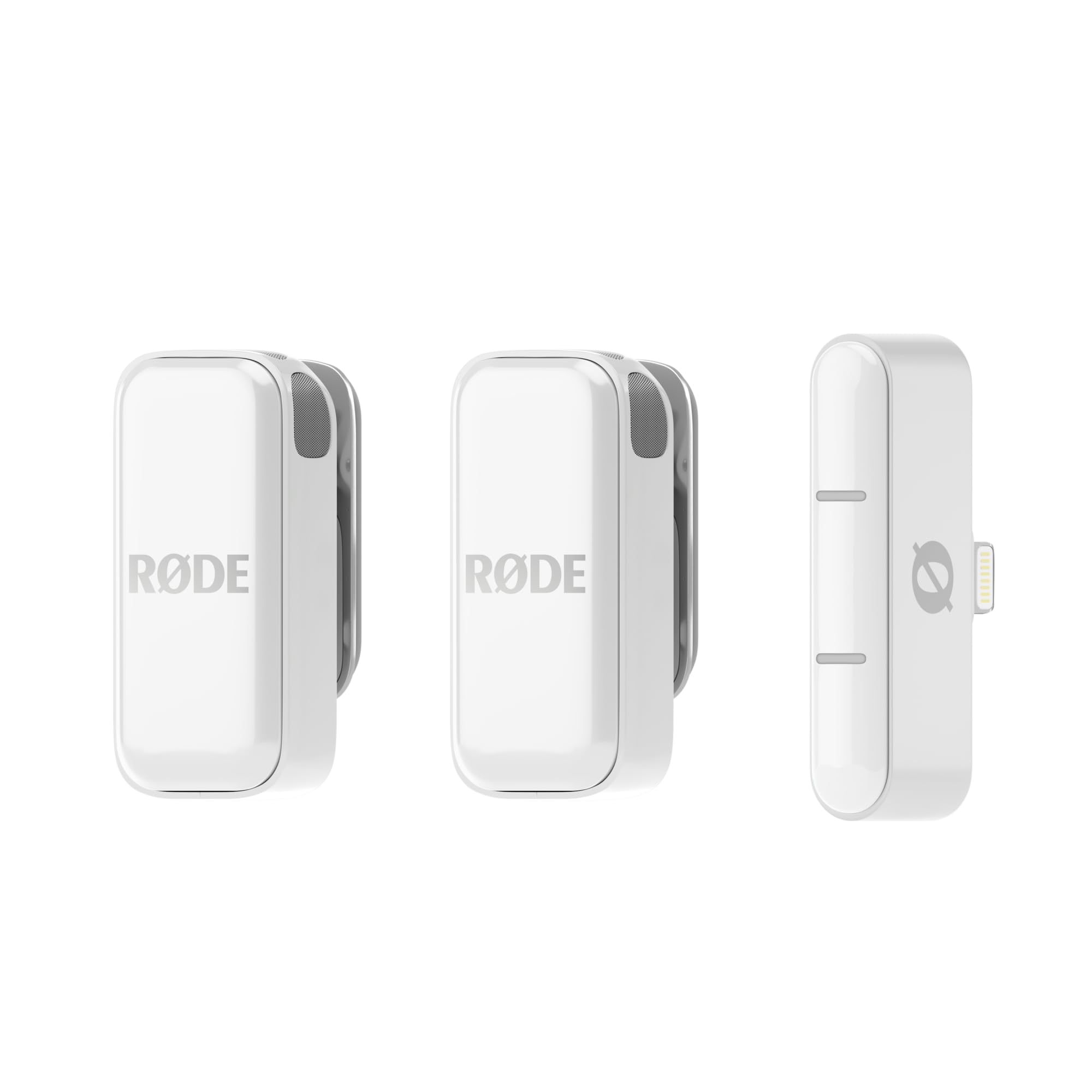RØDE Wireless Micro - Compact Wireless Microphone System with 2 Mics & Charging Case for Smartphone, DSLR, YouTube, Vlogging - Lightning Connector, White - Perfect for Content Creation, Live Streaming & Interviews