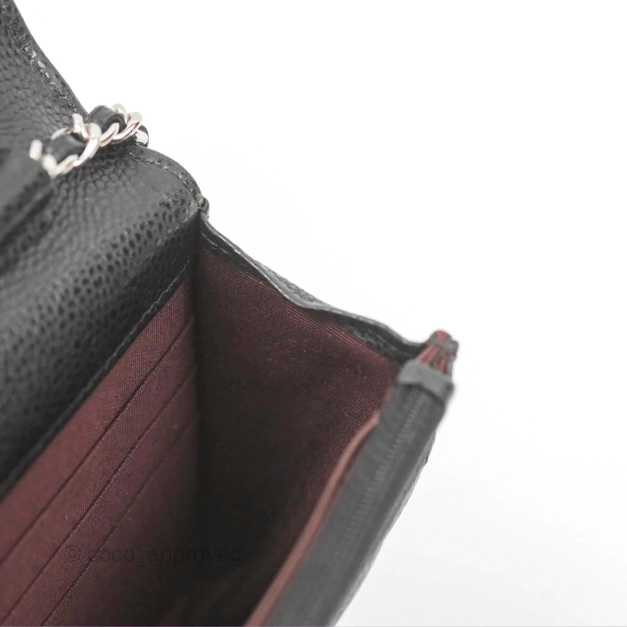 Chanel Classic Chevron Wallet on Chain WOC Black Caviar Leather with Silver Hardware - Perfect for Evening Events & Luxury Fashion Accessories