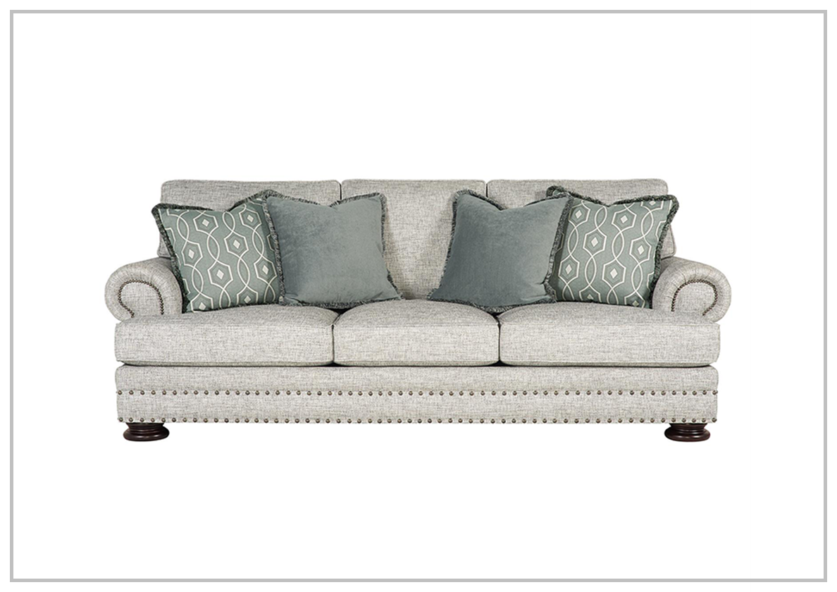 Bernhardt Foster 3-Seater Fabric Sofa with Nailhead Trim - Modern Living Room Furniture for Home Decor & Comfortable Relaxation