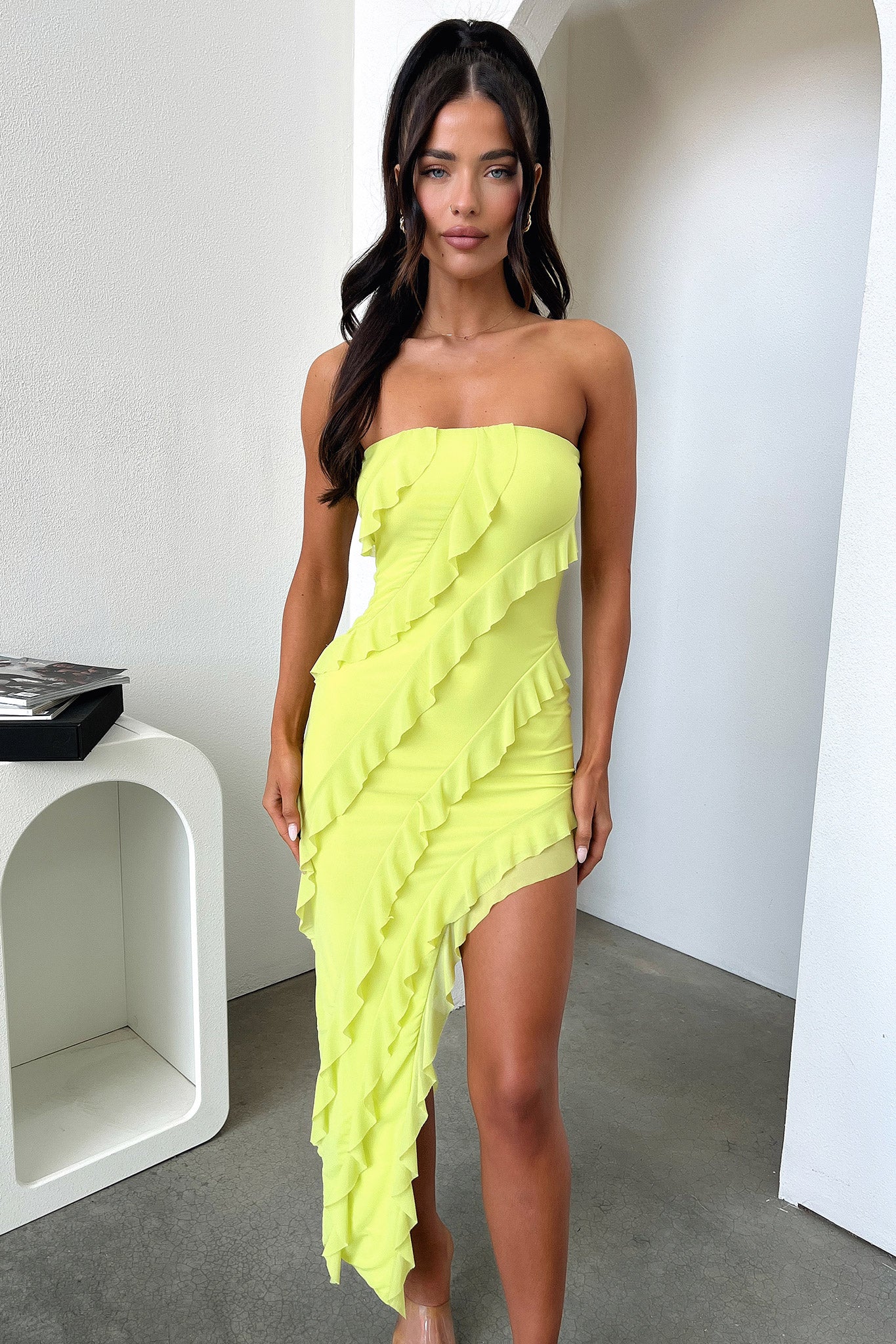 J'adore Dress in Lime Green - Elegant Women's Party Dress for Evening Events, Weddings & Special Occasions