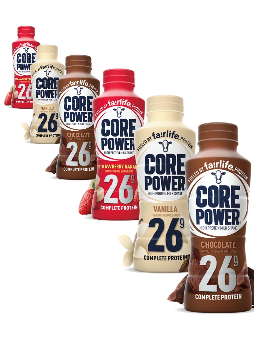 Fairlife Core Power High Protein Milk Shake - 26g Protein, 14 fl oz (Pack of 6) | Ready-to-Drink Protein Shake for Post-Workout Recovery, Muscle Building & Healthy Lifestyle | Variety Pack with Natural Flavors