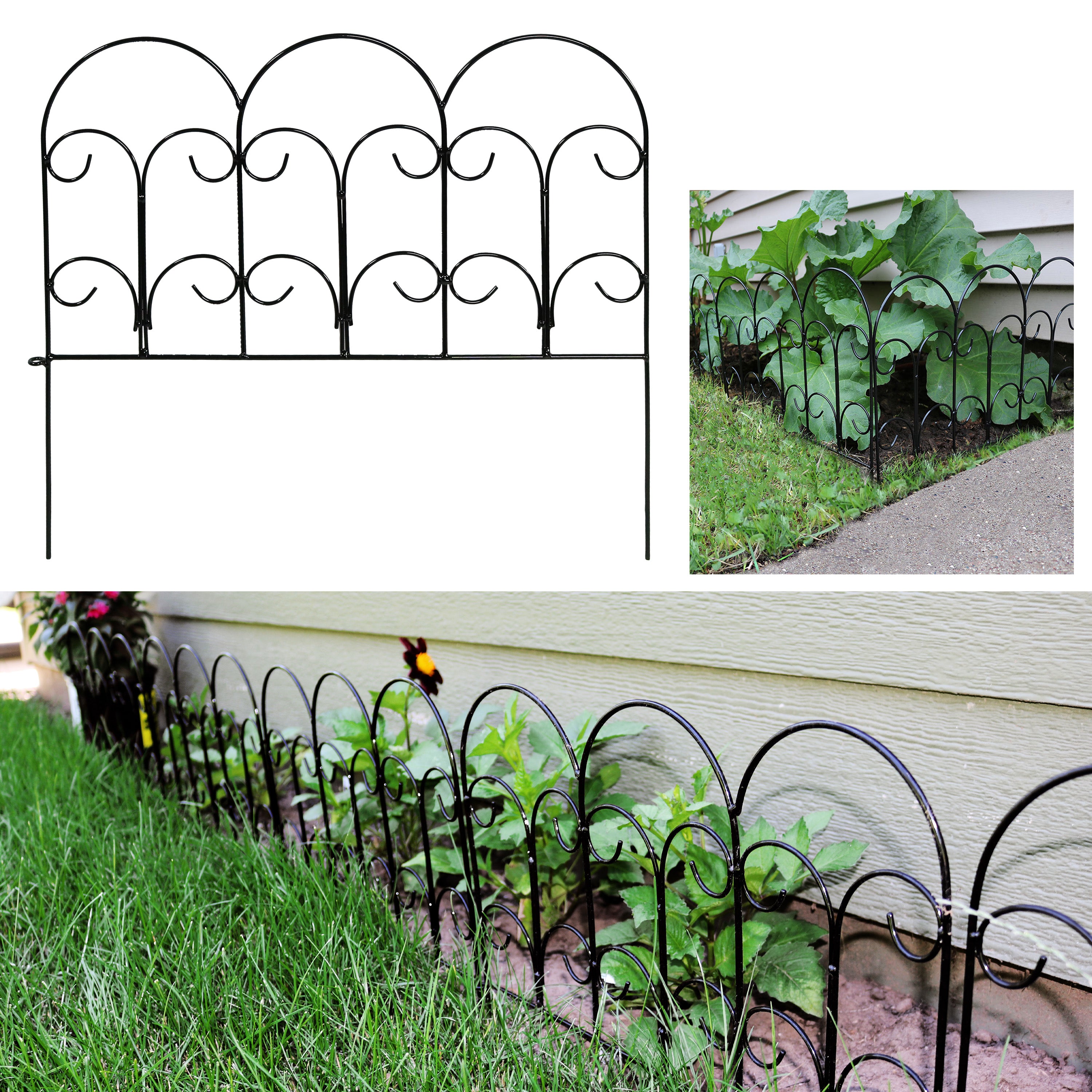 Sunnydaze 5-Piece Victorian Border Fence Set - 7.5' Overall Length - Decorative Garden Edging for Flower Beds, Pathways & Landscaping