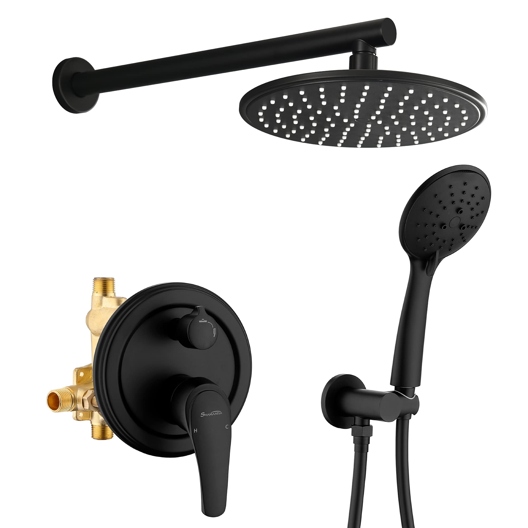 SHAMANDA Matte Black Wall Mounted Shower System - High Pressure 9