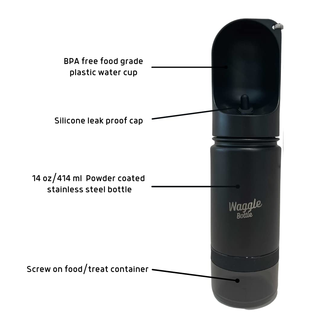 Stainless Steel Vacuum Insulated Dog Water Bottle & Snack Container - Portable Pet Travel Water Dispenser for Hiking, Walking, Outdoor Adventures (Cobalt Blue) - Perfect for Road Trips, Camping & Beach Days with Your Dog