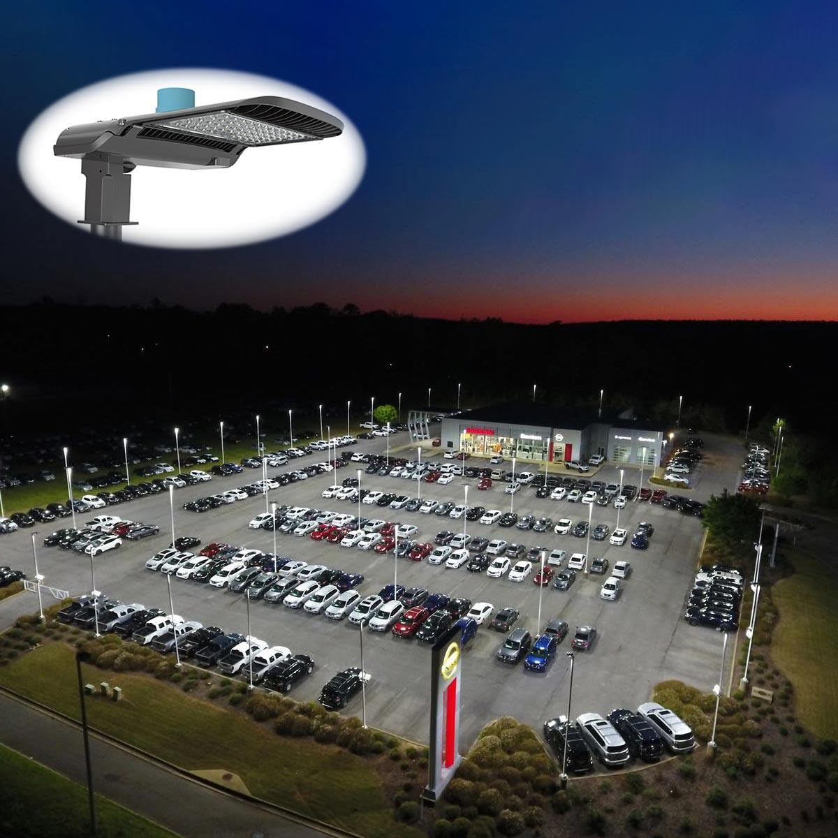 100W LED Parking Lot Lights with Photocell Sensor, 13000lm Waterproof Outdoor LED Flood Lights - 5000K Daylight White, Commercial Shoebox Area Light with Trunnion Mount for Streets, Walls, Barns, Courtyards | Perfect for Parking Lots, Warehouses & Security Lighting
