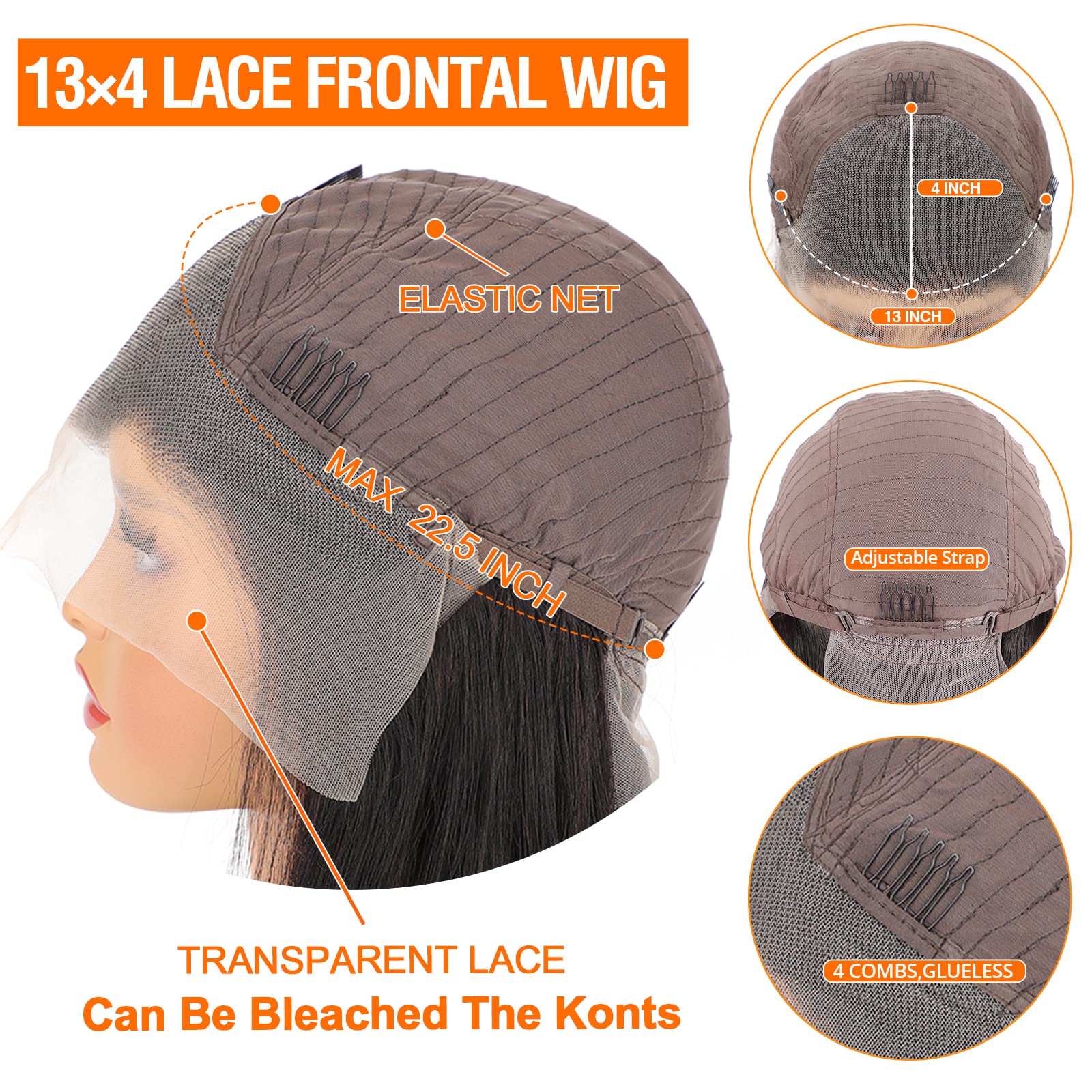 13x4 Straight Lace Front Wigs Human Hair - HD Lace Frontal Wigs with Pre-Plucked Hairline & Baby Hair - 150% Density 30 Inch Straight Human Hair Wigs for Black Women - Perfect for Daily Wear, Special Occasions & Protective Styling