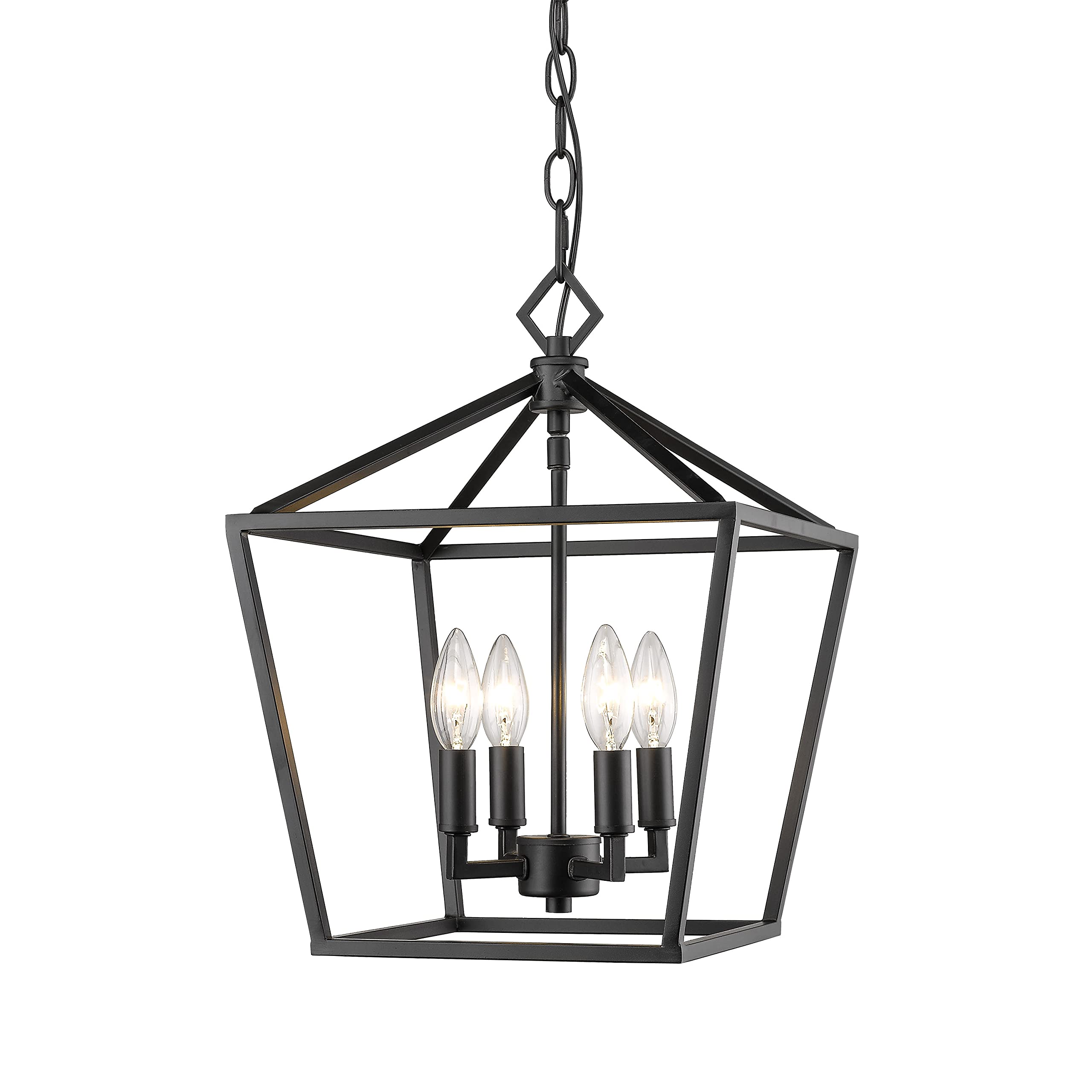 Millennium Lighting 3234-MB Ritner Modern 4-Light Steel Pendant Chandelier - Matte Black Small Hanging Light Fixture for Dining Room, Living Room, Foyer & Hallway | Elegant Contemporary Design for Home Decor & Interior Lighting