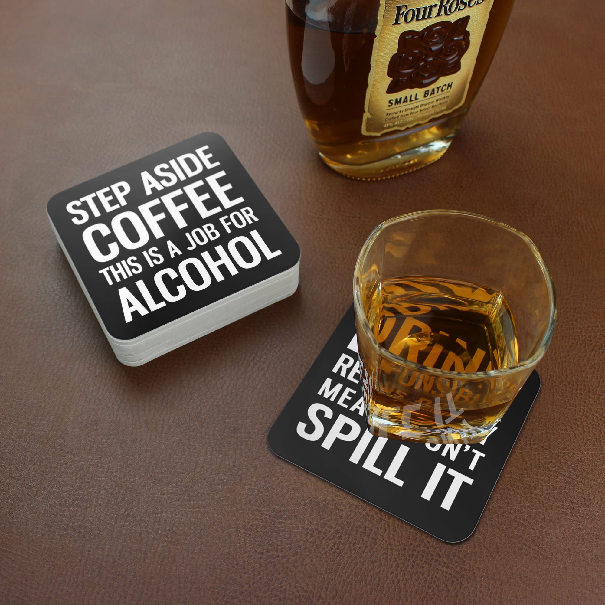 Lillian Rose Black and White Set of 36 Absorbent Drink Coasters - Perfect for Coffee, Tea, and Wine Glasses - Ideal for Home, Office, and Party Use