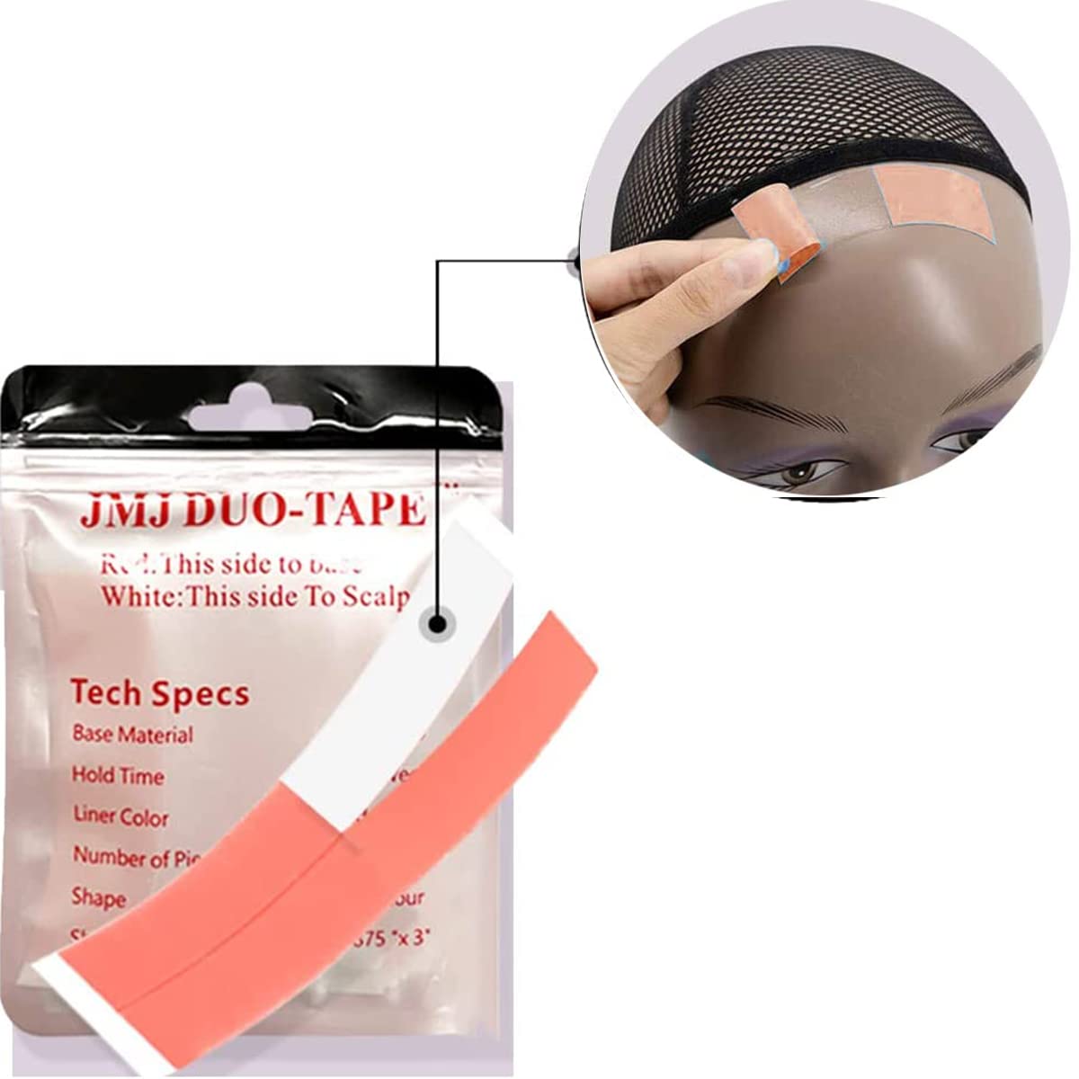 36-Piece C-Shape JMJ Duo-Tac Tape for Wigs & Toupees - Strong Hold Hair Adhesive for Walker Tape - Ideal for Daily Use, Cosplay, and Hair Extensions