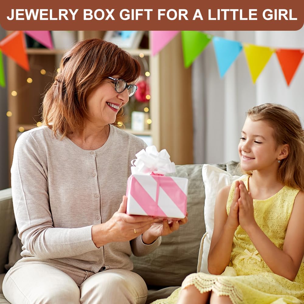 WALLFID Girls Jewelry Box with Mirror - Portable Travel Jewelry Organizer for Kids, Small Jewelry Storage Case - Perfect Birthday Gift for Girls & Travel Essential Accessories (S) - Ideal for Travel, Home Storage & Birthday Presents