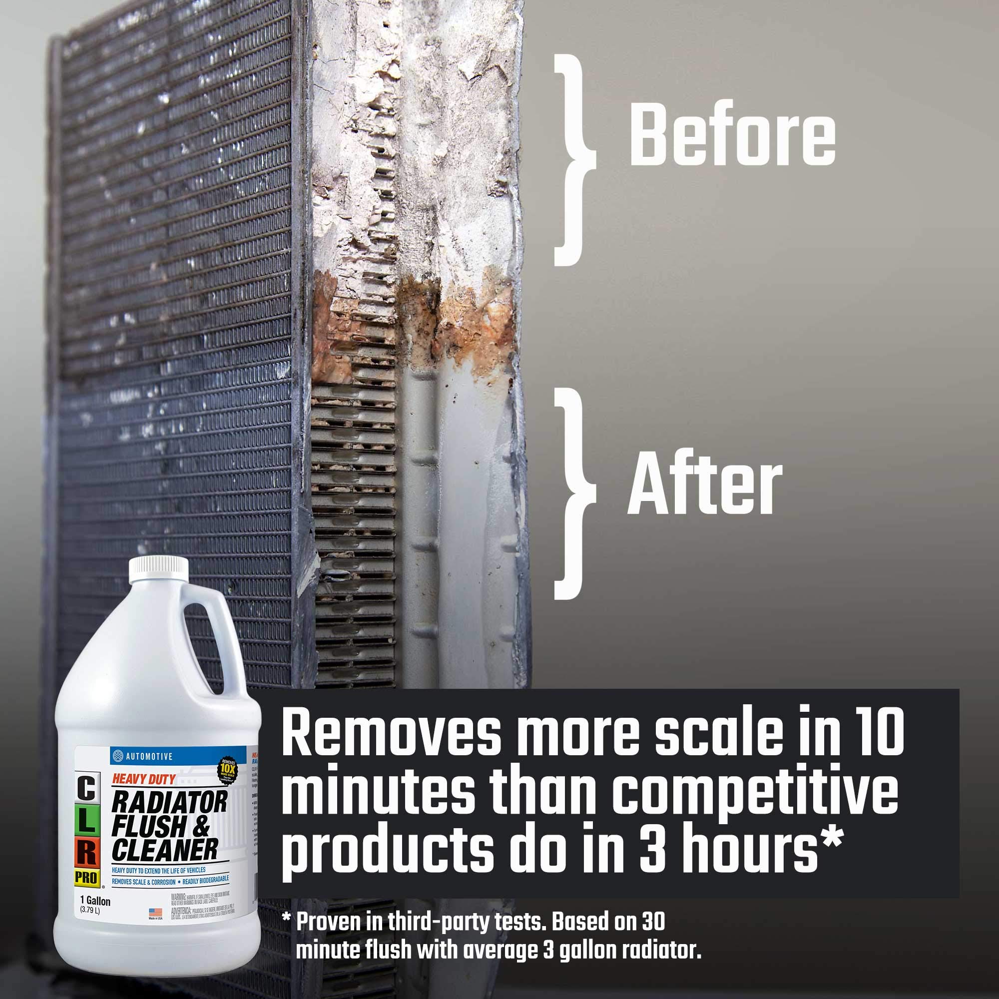 CLR PRO Automotive Heavy Duty Radiator Flush & Cleaner - 1 Gallon (4-Pack) | Fast-Acting Cooling System Cleaner for Cars, Trucks & Heavy Equipment | Removes Rust, Scale & Deposits