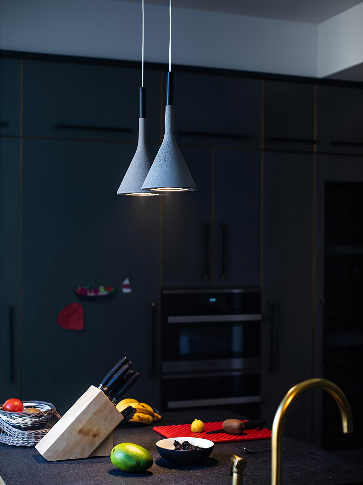 Modern Conical Concrete Pendant Light - Industrial Style Ceiling Fixture for Kitchen, Dining Room & Living Room Decor