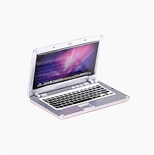 1:12 Mini Laptop Model - 2 Pack Black & Silver Miniature Computers for Dollhouse & Diorama Scenes - Perfect for Model Train Sets, School Projects & Collectible Displays