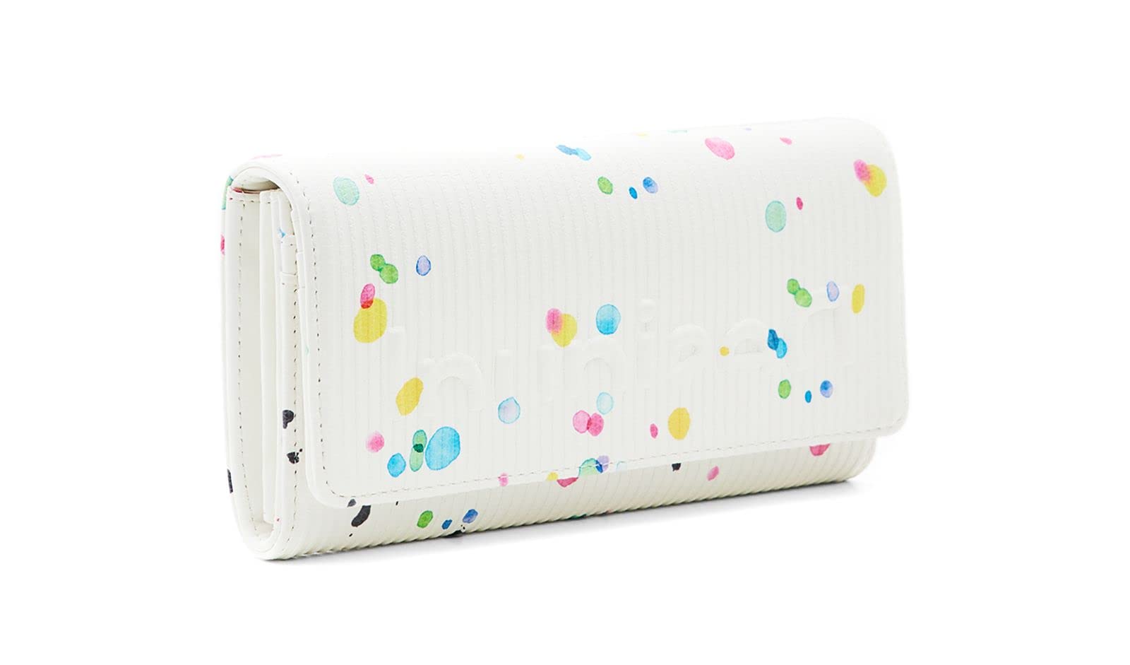 Desigual Women's PU Leather Long Wallet - Slim Bifold Clutch with Multiple Card Slots & Zipper Pocket (White) - Perfect for Everyday Use, Travel & Gift Giving