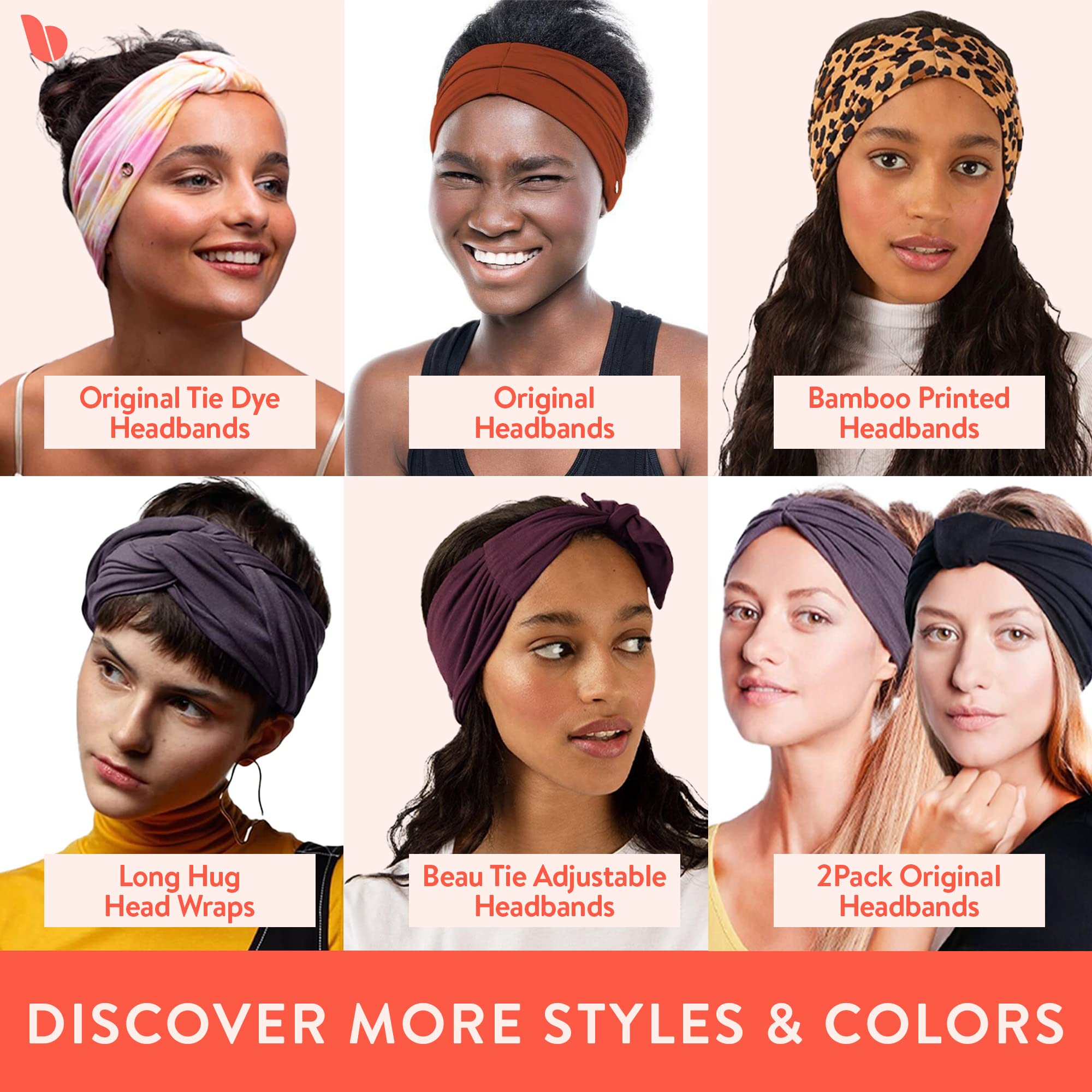 BLOM Non Slip Headbands for Women - Wide Yoga & Workout Headband Set (2 Pack) - Fashionable Gym Wrap for Running, Travel & Active Lifestyle