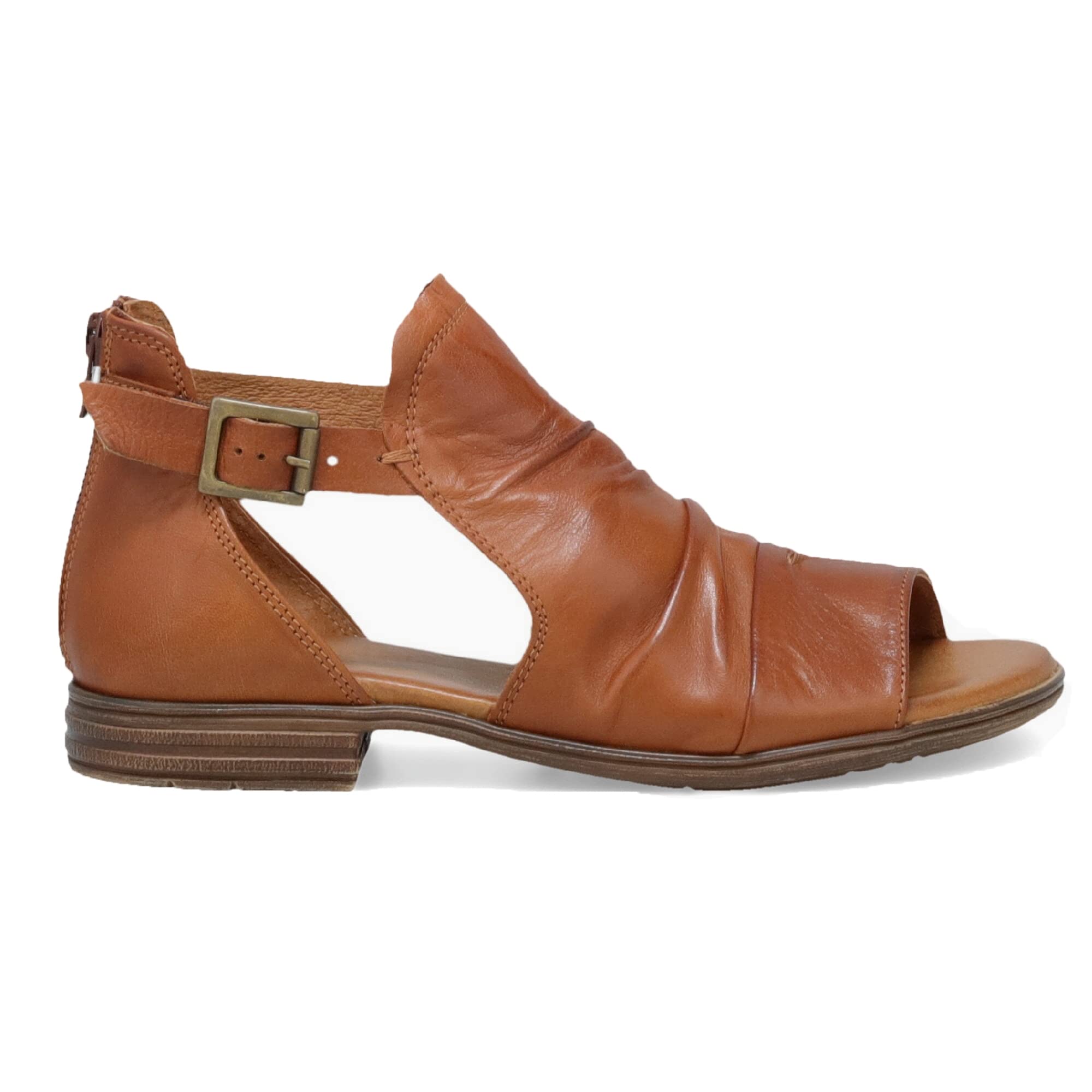 Miz Mooz Dipper Women's Leather Sandals - Comfortable Peep Toe Buckle Strap Sandals with Open Sides | Perfect for Summer, Beach, Vacation & Casual Outfits