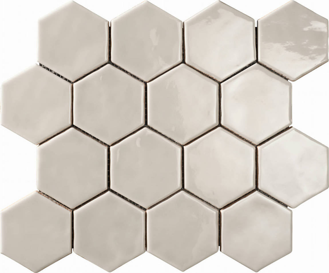 ColorClay Hexagon Tile Hibiscus Glossy 11x13 - Vibrant Ceramic Wall & Floor Tile for Kitchen Backsplash, Bathroom, and Pool Decor