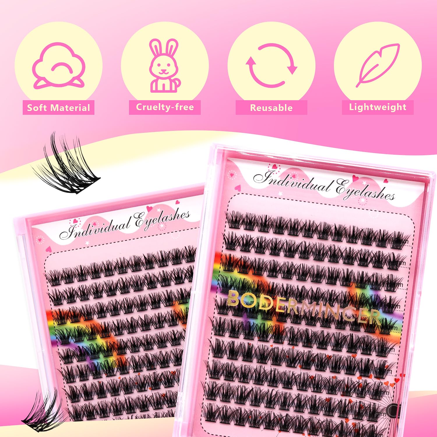 Premium Eyelash Extension Kit - 8-20mm Mixed Lengths (10+12mm, 12+14mm, 14+16mm, 16+18mm) Wispy Lash Clusters for Natural & Dramatic Looks - Perfect for Salon Professionals & DIY Lash Enthusiasts