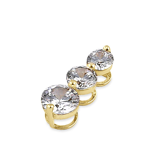 14K Solid Yellow Gold Triple Tier CZ Pendant Necklace - Elegant Cubic Zirconia Jewelry for Women, Perfect for Parties, Weddings & Special Occasions
